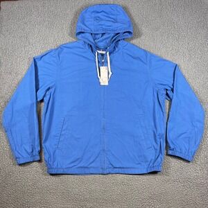 Uniqlo Cotton Parka Mens XL Blue Full Zip Hooded Lightweight Jacket 311-456991
